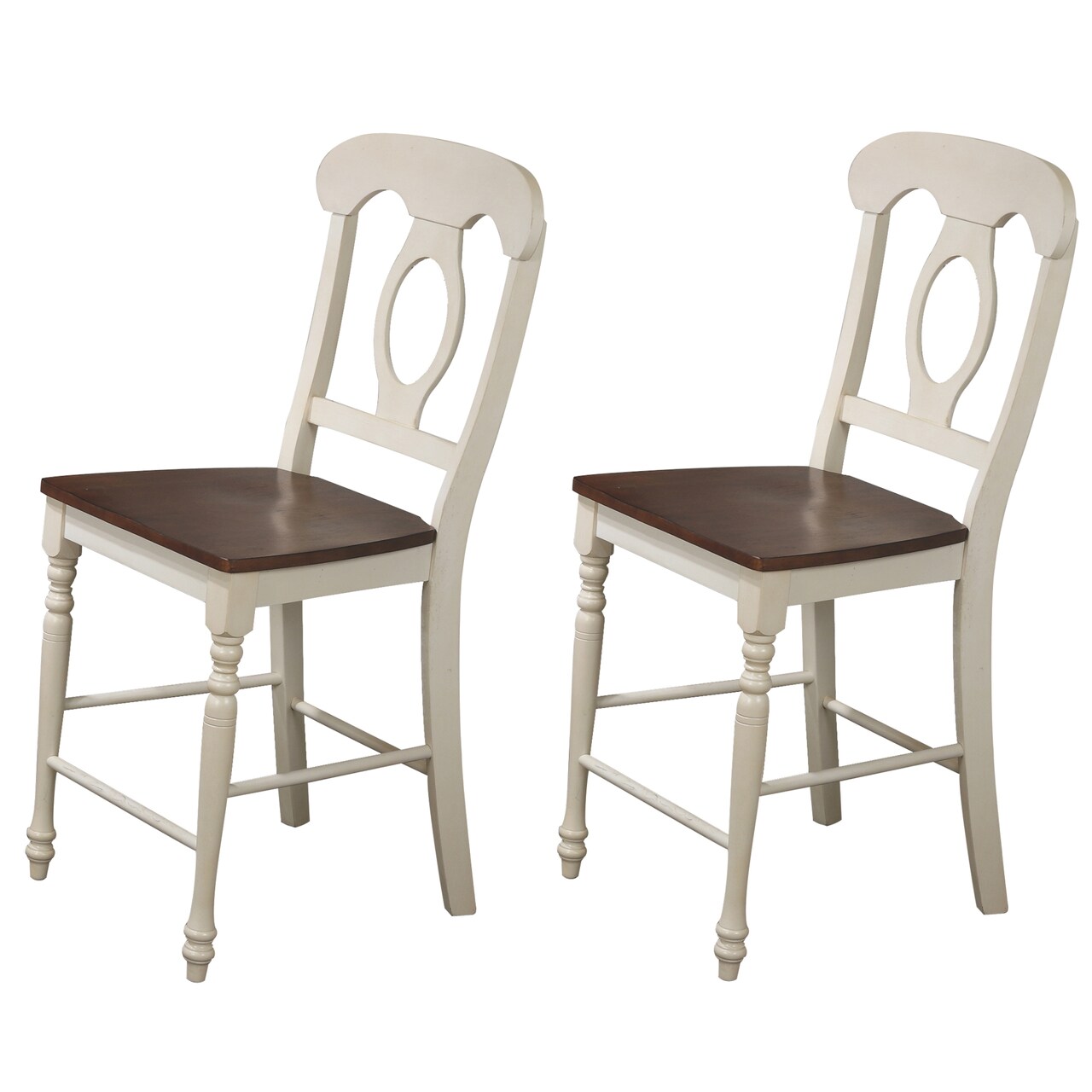 Contemporary Home Living High Back Wooden Frame Bar Stools - 43" - Beige and Brown - Set of 2